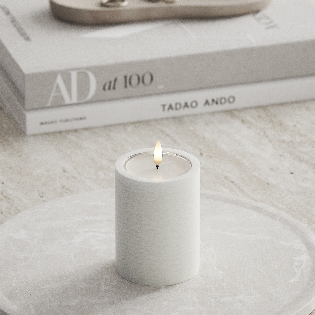 Deluxe Homeart Unique LED Bloklys D 7,5 x 10 cm Hvid unique bloklys 3